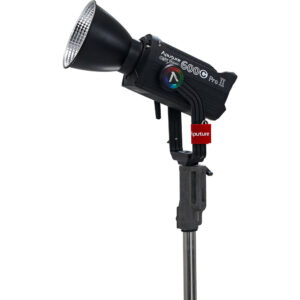a black Aputure LS 600c Pro II RGB LED Monolight on a stand