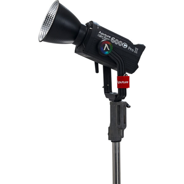 a black Aputure LS 600c Pro II RGB LED Monolight on a stand