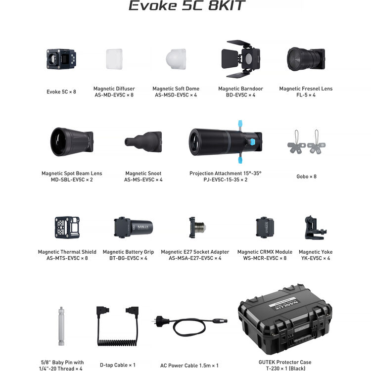 Nanlux Evoke 5C RGB LED Spotlight (8-Light Kit) - Image 5